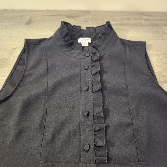 J. Crew Black Ruffle Trim Crepe Tank Top In Black Women's Size 8 - Picture 7 of 16